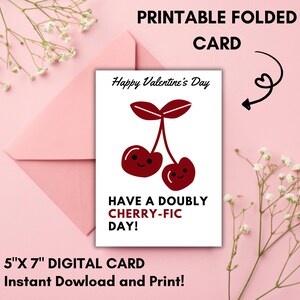 Printable Valentine Days Card, Friends Valentine’s Greeting Card, Cherry Printable