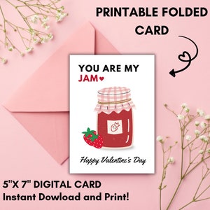 You’re my Jam Food printable, Simple Strawberry, Friends Valentine’s Greeting Card, Instant Download