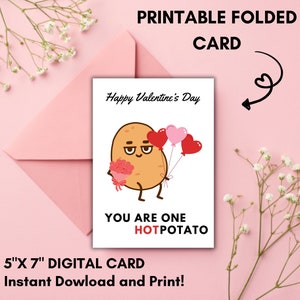 Tarjeta de felicitación de San Valentín de papa, comida imprimible, descarga digital, regalo de tarjeta de San Valentín feliz