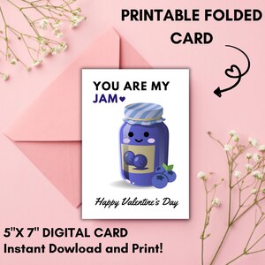 Happy Valentines Day, You’re my Jam Food Valentine printable, Pun Card, For Him and Her