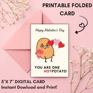 Tarjeta de amor de papa, tarjeta de felicitación de San Valentín de comida, San Valentín imprimible, descarga instantánea