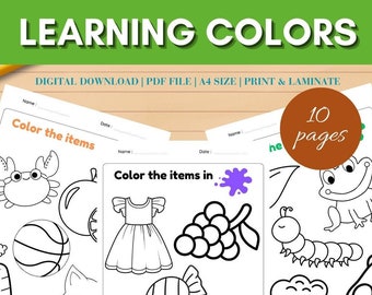 Learning Colors Worksheet: Preschool & Kindergarten Activities (Digital Download)