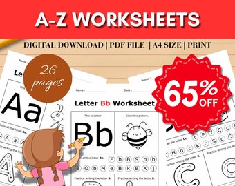 Schede didattiche per tracciare l'alfabeto: fonetica dalla A alla Z per la scuola materna (download digitale)