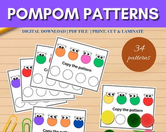 Pom Pattern Cards: Montessori Learning Activity (Digital Download)