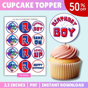 Roblox Cupcake Topper Roblox Birthday Cupcake Topper Birthday Boy Gamer Birthday Roblox Party Roblox Supplies Roblox Party Decorations