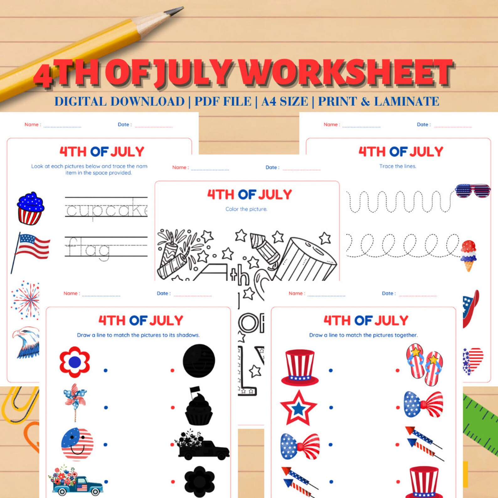 4th of July Worksheet Printable for Preschool Fourth of July Worksheets