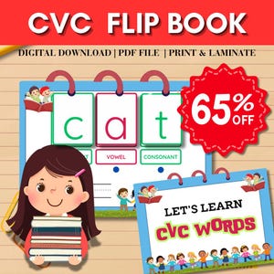 Phonics CVC Flip Book: Toddler Reading Printable (PDF Pattern)