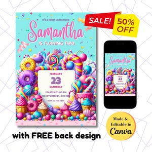 Candyland Birthday Invitation: Editable Girl Party Template (Digital Download)