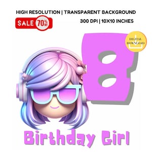 Roblox Birthday Girl PNG: Sublimation Design (Digital Download)