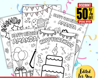 Custom Birthday Coloring Pages: Kids Party Activity (Digital Print)