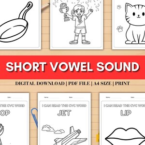 Phonics Worksheets Short Vowel Sound Coloring Pages for Kindergarten ...