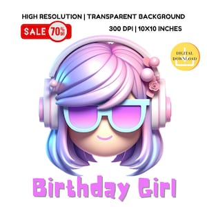 Roblox Birthday Girl PNG: Sublimation Design (Digital Download)