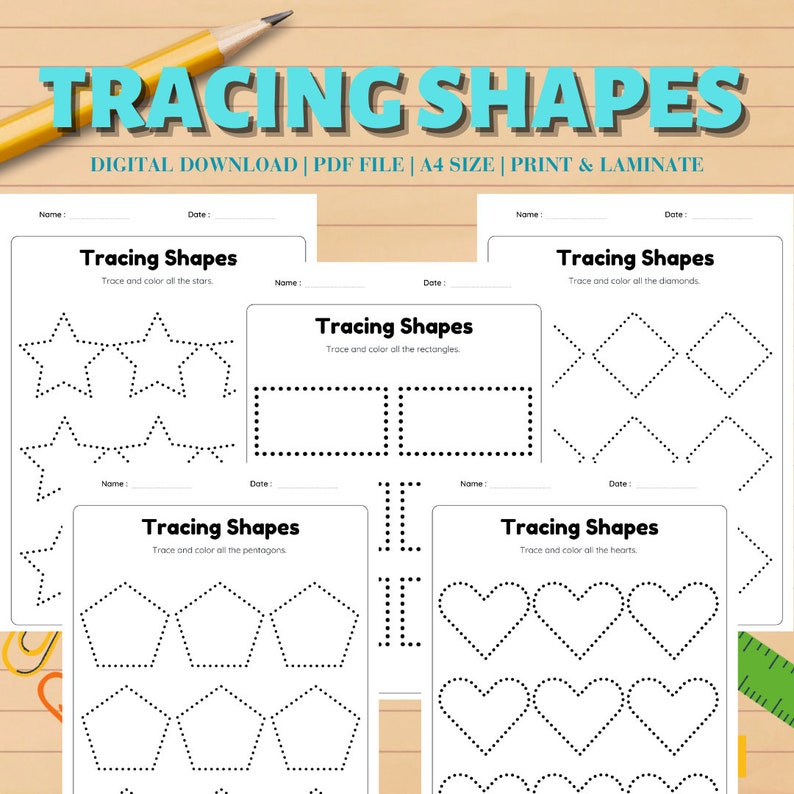 Tracing Assorted Rectangles Shapes Tracing Worksheets for Preschool, Kindergarten (PDF Pattern) - Etsy