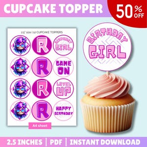 Roblox Cupcake Topper Roblox Birthday Cupcake Topper Birthday Girl Gamer Birthday Roblox Party Roblox Supplies Roblox Party Decorations