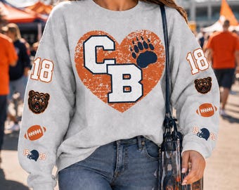 Chicago Football Sweatshirt. Bears Football Sweater, Chicago Sports Fan Shirt