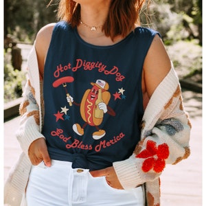 Hot Dog Comfort Colors Tank Top Fourth of July Hotdog Shirt Hotdog Summer Top Funny Hotdog Shirt Gift for Hotdog lover Funny Vintage Shirt