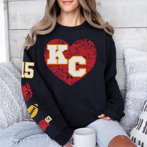 Kansas City voetbalsweater: Heart KC, uniseks ronde hals