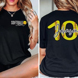 Softball T-Shirt für Mama-Fans, personalisierte Softball Shirt für Mama, Spieltag Shirt Softball Mama Bekleidung Niedliches einfaches Mama T-Shirt Muttertagsgeschenk