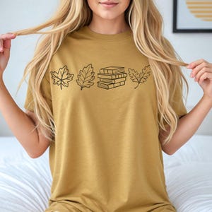Comfort Colors Fall Book Girl Shirt | Autumn Reading Graphic Tee | Cozy Fall Aesthetic Book Lover Shirt, Bookish Fall Shirt, Book lover Gift