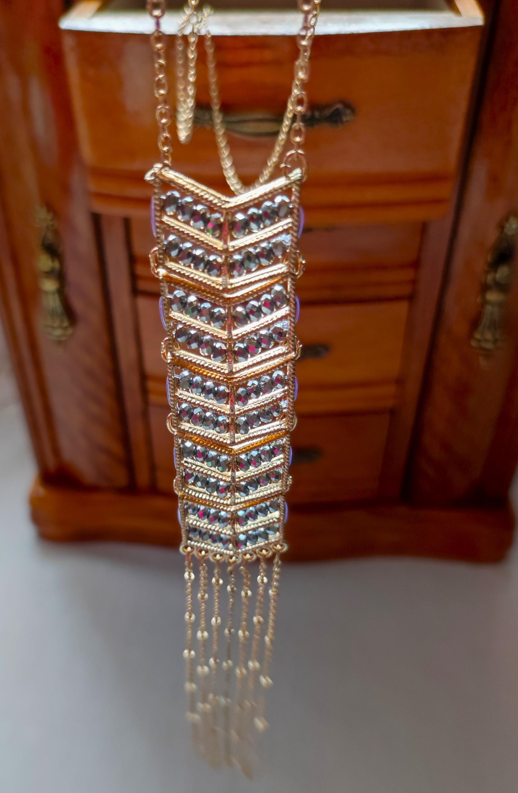 Collier à Franges En Jais Des Années 60 - Superbe état, Bijou Vintage Parfait