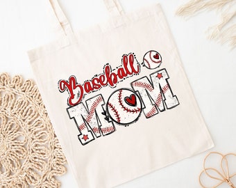 Torba z płótna bawełnianego dla mamy baseballisty 15" x 16", torba na turnieje baseballowe, mecze baseballowe przez cały dzień, fanka mamy numer jeden, weekendowa piłka