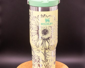 Stanley Engraved | Engraved 30oz Tumbler | Stanley IceFlow Flip Straw Tumbler | Personalized Tumbler | Custom Tumbler | Sunflowers