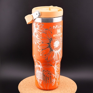 Stanley Engraved | Engraved 30oz Tumbler | Stanley IceFlow Flip Straw Tumbler | Personalized Tumbler | Custom Tumbler | Sunflowers