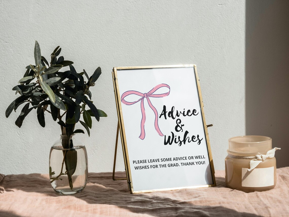 Pink Bow Graduation Sign, Coquette Graduation Decor, Grad Party Sign ...