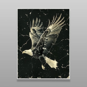 Vintage Bald Eagle Wall Art Print - Majestic Bird,  Digital Download, Rustic Wildlife Decor, Patriotic American Poster, Instant Download