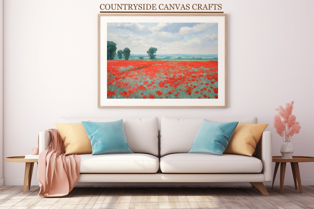 Printable Spring Painting of a Red Field With Poppies, in the Style of ...
