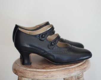 1920s style reproduction double strap pumps