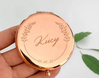 Personalized Bridesmaid Mirrors, Custom Name Mini Mirror, Bride's Gift, Personalized Gifts for Women Compact Mirror, Makeup Mirror for her