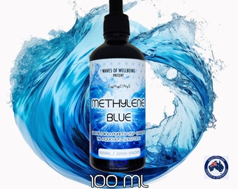 Bleu de méthylène - 100 ml, solution à 1 %, ultra haute pureté, qualité USP, flacon compte-gouttes, vendeur australien, vagues de bien-être