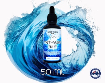 Methylene Blue - 50ml,  Ultra High Purity, USP Grade, 1% solution,, Dropper Bottle, Australian Seller, Red light therapy, Waves of Wellbeing