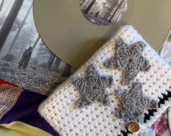 folklore cardigan inspired crochet book sleeve / kindle sleeve