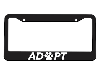 Adopt Pet Paw License Plate Frame, Dog Cat Animal Shelter