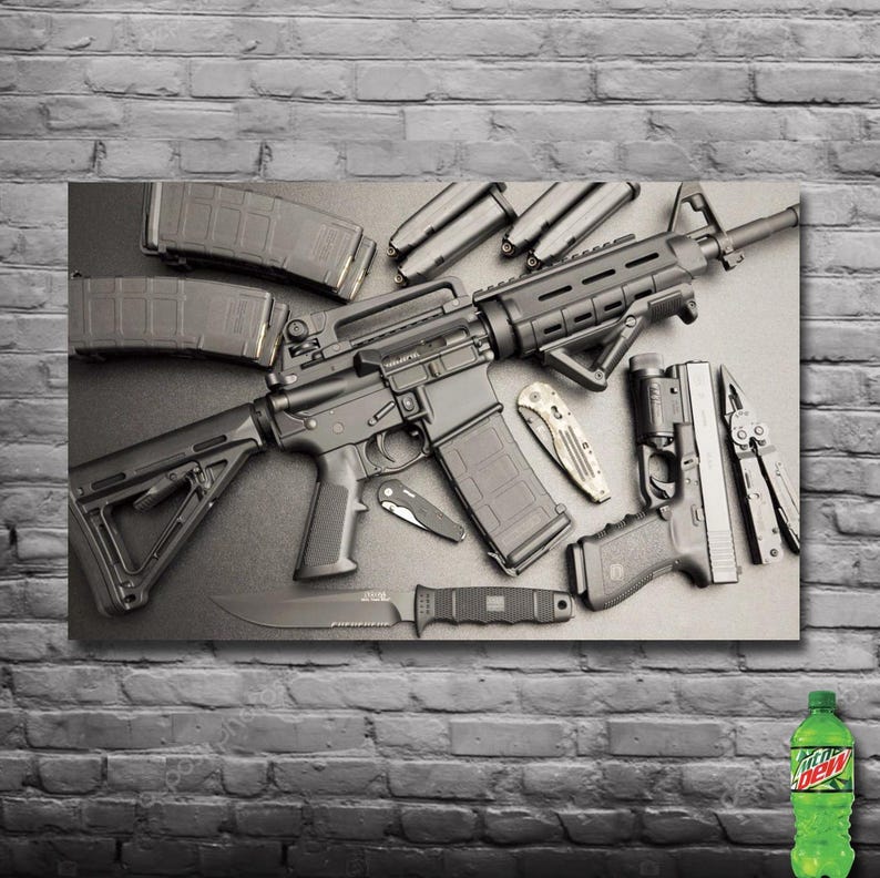 AR15 Tactical Set Knives Hand Gun NRA Art Poster Banner Indoor ...