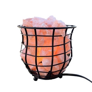 Himalaya Salz Lampe / Rosa Salz Lampe / Eisenkorb Salz Lampe / Saubere Luft