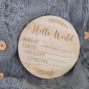 Baby announcement sign, birth stats