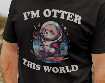 Lustiges Otter Astronaut T-Shirt, Weltraum-Grafik-T-Stück
