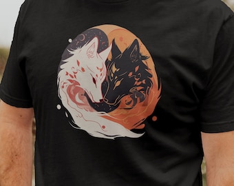 Yin Yang Fox T-Shirt, Harmony Design, Unisex Apparel
