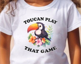 T-shirt met toucan woordspeling voor kinderen, grappig cadeau vogelliefhebber