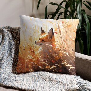 Niedliches Fuchskissen oder Einweihungsgeschenk für Fuchsliebhaber. Roter Fuchs Wohnzimmer, Gästezimmer Dekokissen. Fuchs Wohndekor, Haus- und Wohnästhetik.