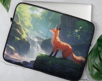 Adorable étui de transport pour ordinateur portable fox macbook pro. Cadeau pour Chromebook avec pochette pour ordinateur portable pour les amateurs de renard, les étudiants et les artistes, cadeau de rentrée.