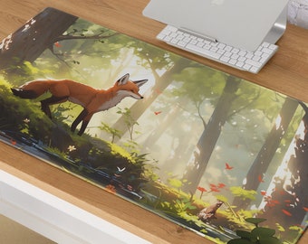 Red Fox Gaming Mousepad, Waldszene Schreibtischmatte