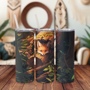 Red Fox Edelstahlbecher. Metallwasserflasche für Fuchs- und Naturliebhaber. Kitsunes pelziger Freund Reisebecher. 20 oz Metallbecher.