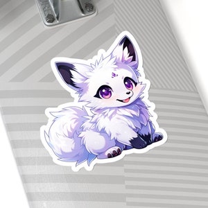 Arctic Fox Kitsune Sticker. Vinyl fox sticker for laptop, car, journal, notebook or laptop! Fox sticker gift for fox lover, furry friend.