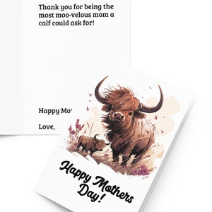 Linda tarjeta feliz del Día de las Madres de las Vacas de las Tierras Altas, regalos para el día de la madre, linda tarjeta de felicitación para mamás y abuelas