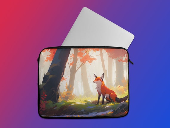 Red Fox Laptop Sleeve: Neoprene Laptop Case, Faux Fur Interior