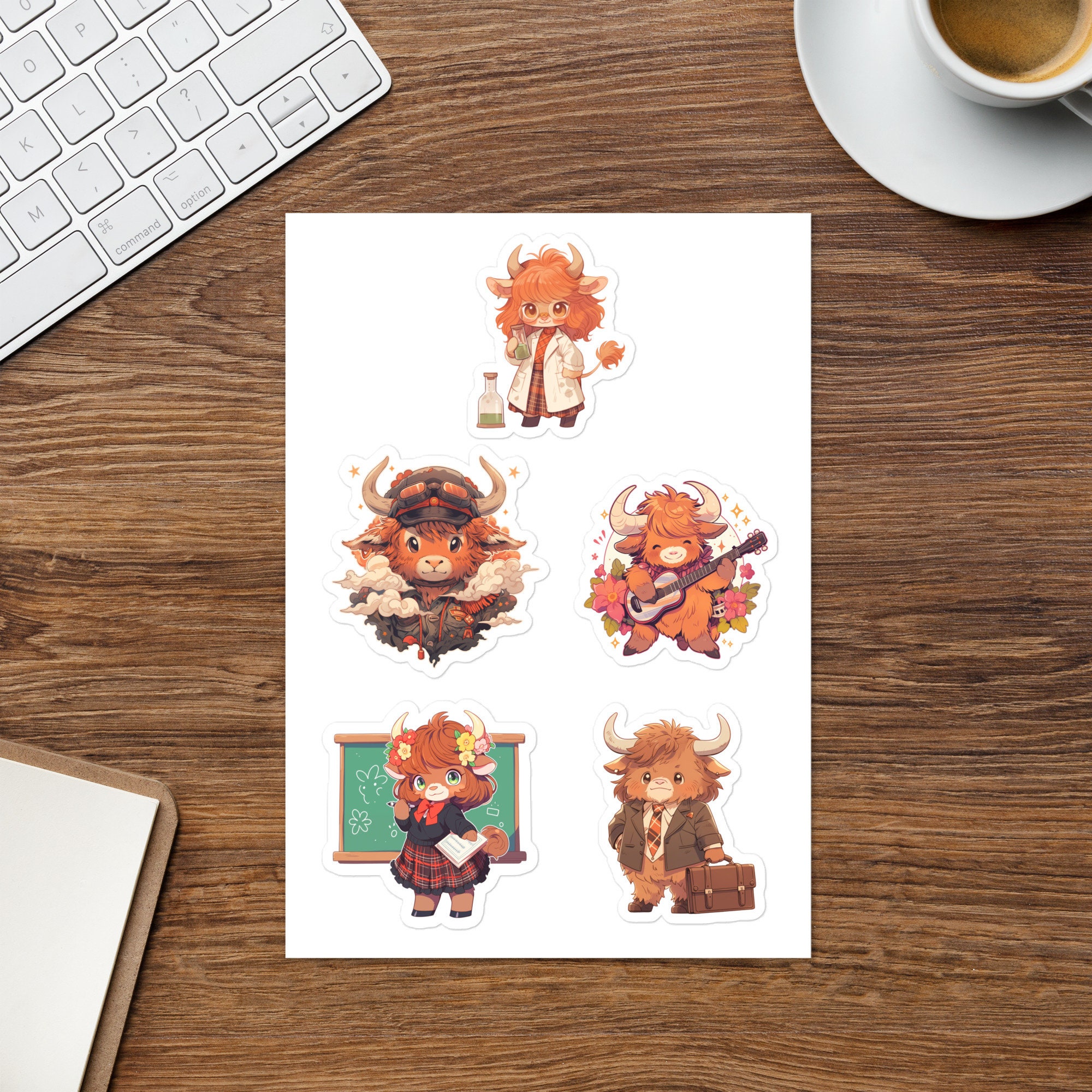 Professions Sticker Cute Highland Cow Professions Sticker Sheet - Etsy